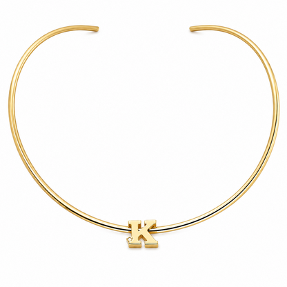 Semijoia Colar Choker Aro 12cm Letra K Banho Ouro 18K
