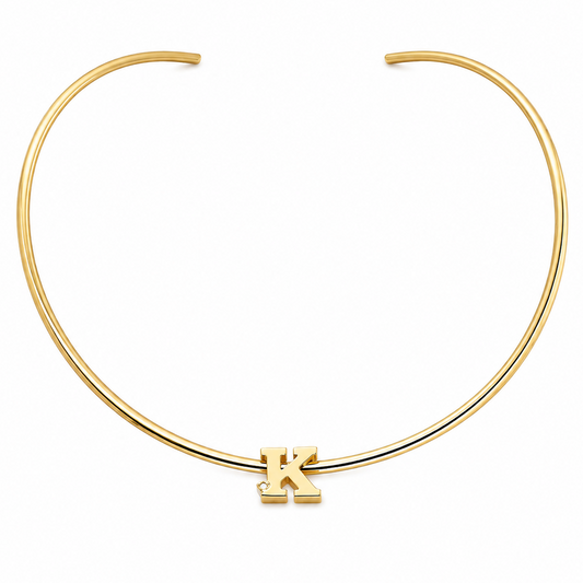 Semijoia Colar Choker Aro 12cm Letra K Banho Ouro 18K