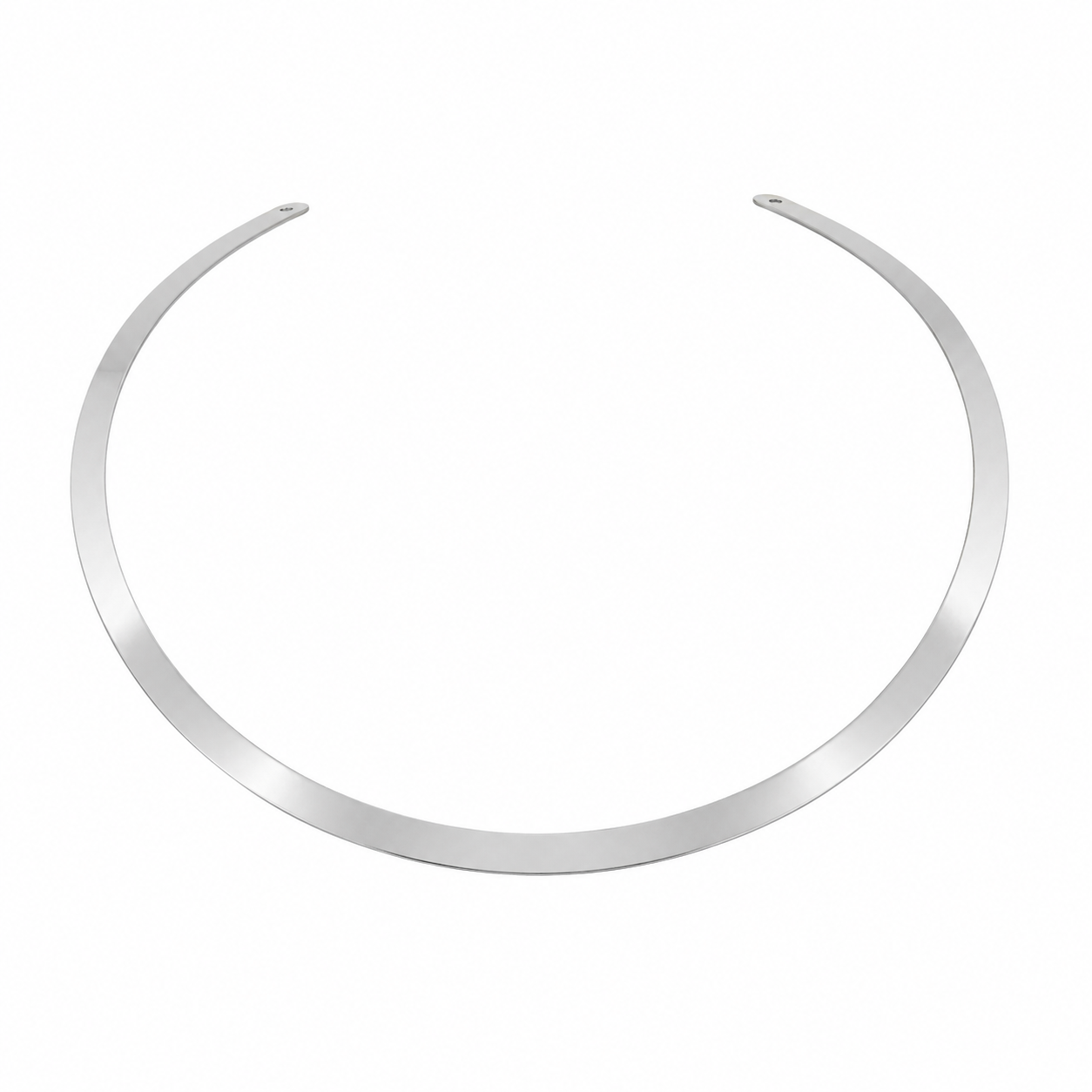 Semijoia Colar Choker Aro Liso Achatado 13cm Banho Ródio