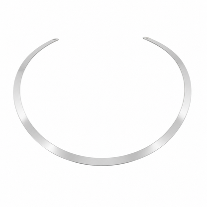 Semijoia Colar Choker Aro Liso Achatado 13cm Banho Ródio