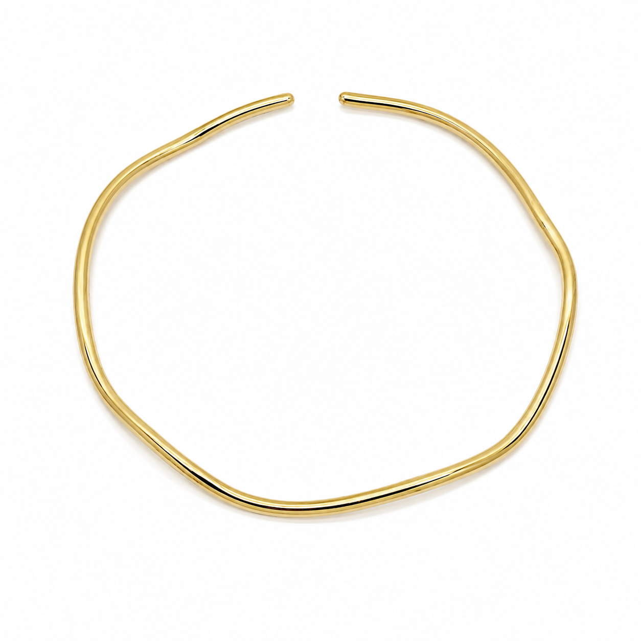 Semijoia Colar Choker Aro Tubo Ondulado 13cm Banho Ouro 18K