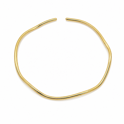 Semijoia Colar Choker Aro Tubo Ondulado 13cm Banho Ouro 18K