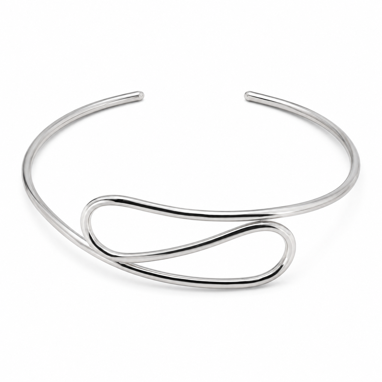 Semijoia Colar Choker Aro S 12cm Banho Ródio