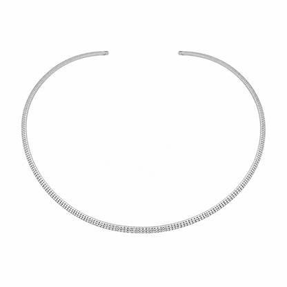 Semijoia Colar Choker Aro Texturizado Achatado 12,5cm Banho Ródio