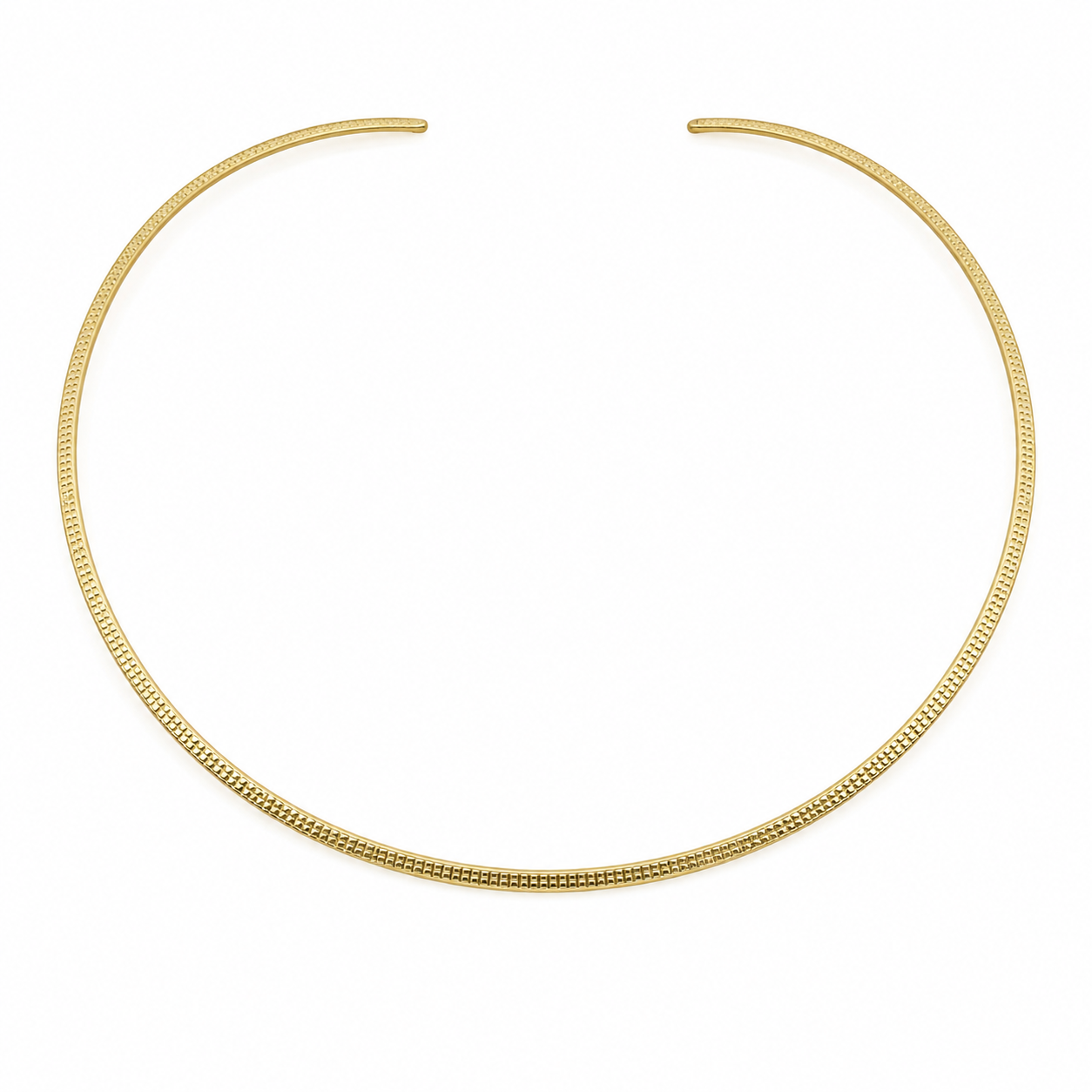 Semijoia Colar Choker Aro Texturizado Achatado 12,5cm Banho Ouro 18K