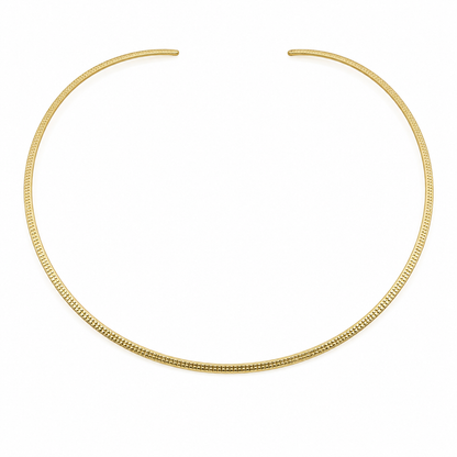 Semijoia Colar Choker Aro Texturizado Achatado 12,5cm Banho Ouro 18K