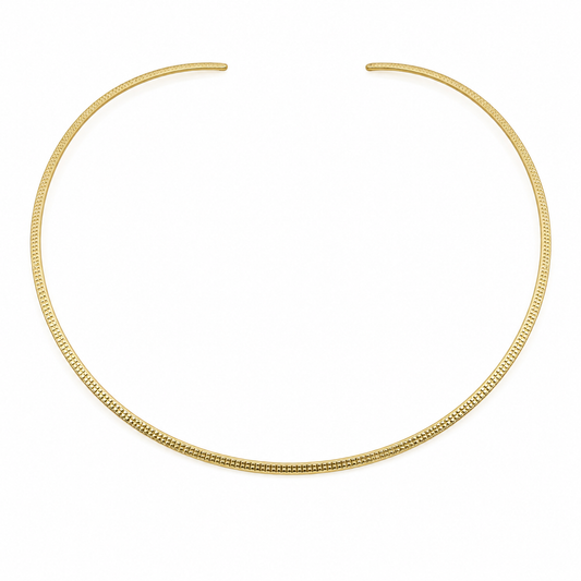 Semijoia Colar Choker Aro Texturizado Achatado 12,5cm Banho Ouro 18K
