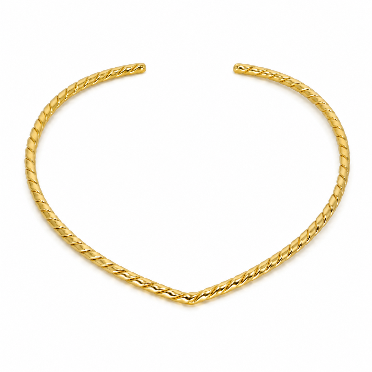 Semijoia Colar Choker Aro Trançado 10cm Banho Ouro 18K
