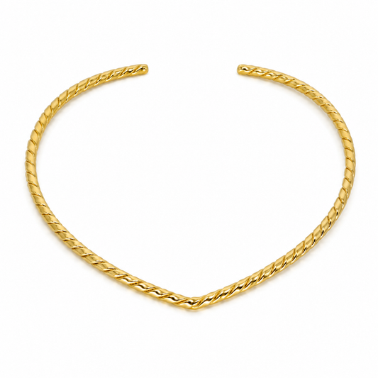 Semijoia Colar Choker Aro Trançado 10cm Banho Ouro 18K