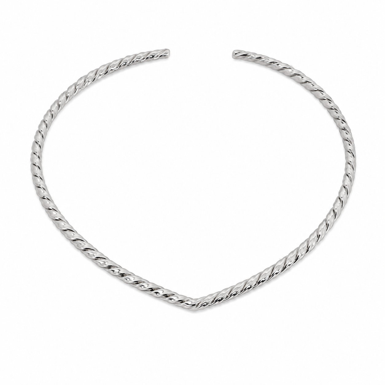 Semijoia Colar Choker Aro Trançado 10cm Banho Ródio