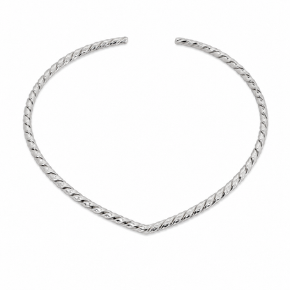 Semijoia Colar Choker Aro Trançado 10cm Banho Ródio