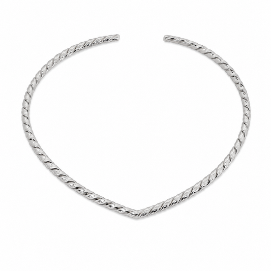 Semijoia Colar Choker Aro Trançado 10cm Banho Ródio