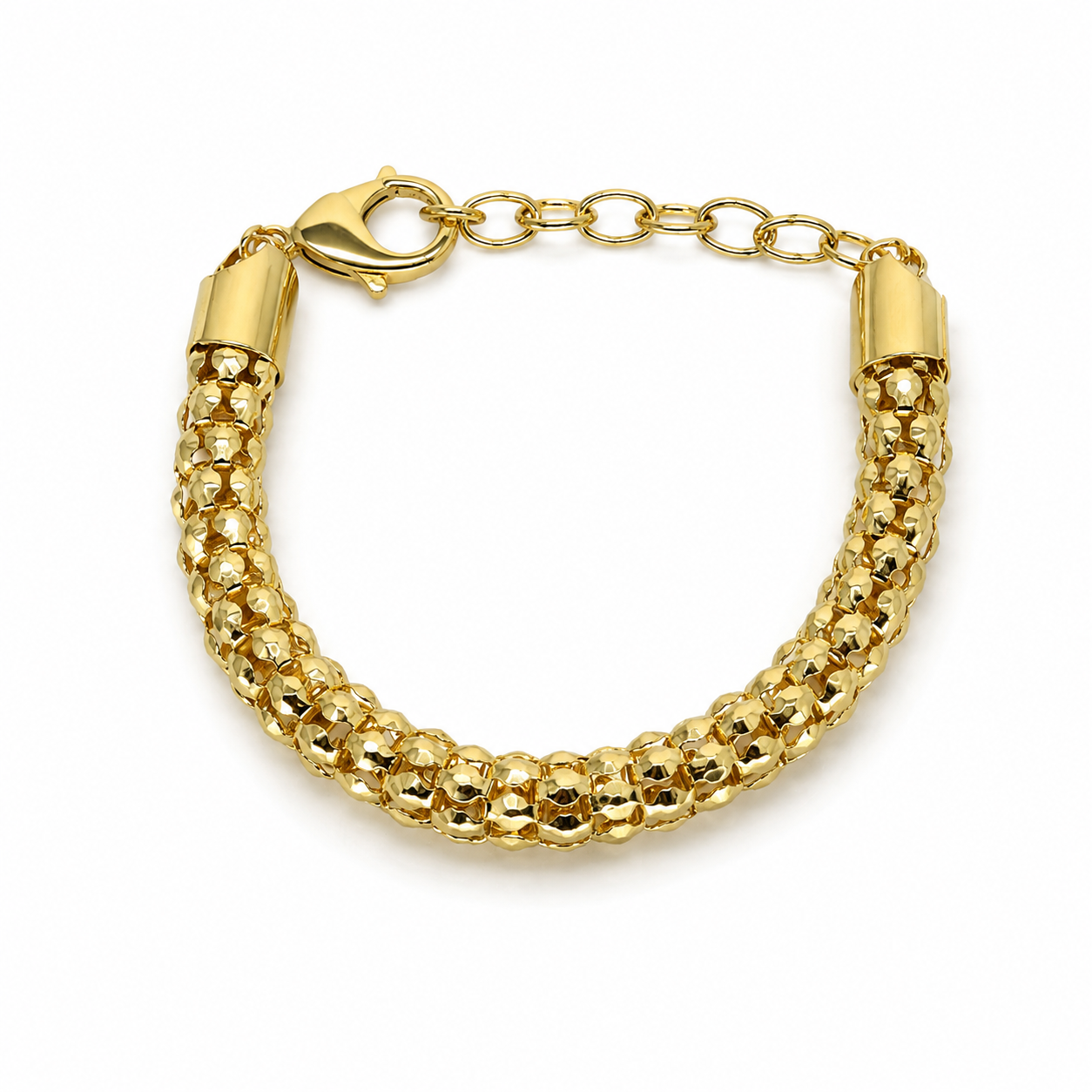Semijoia Pulseira Corrente Morango 22,5cm Banho Ouro 18K