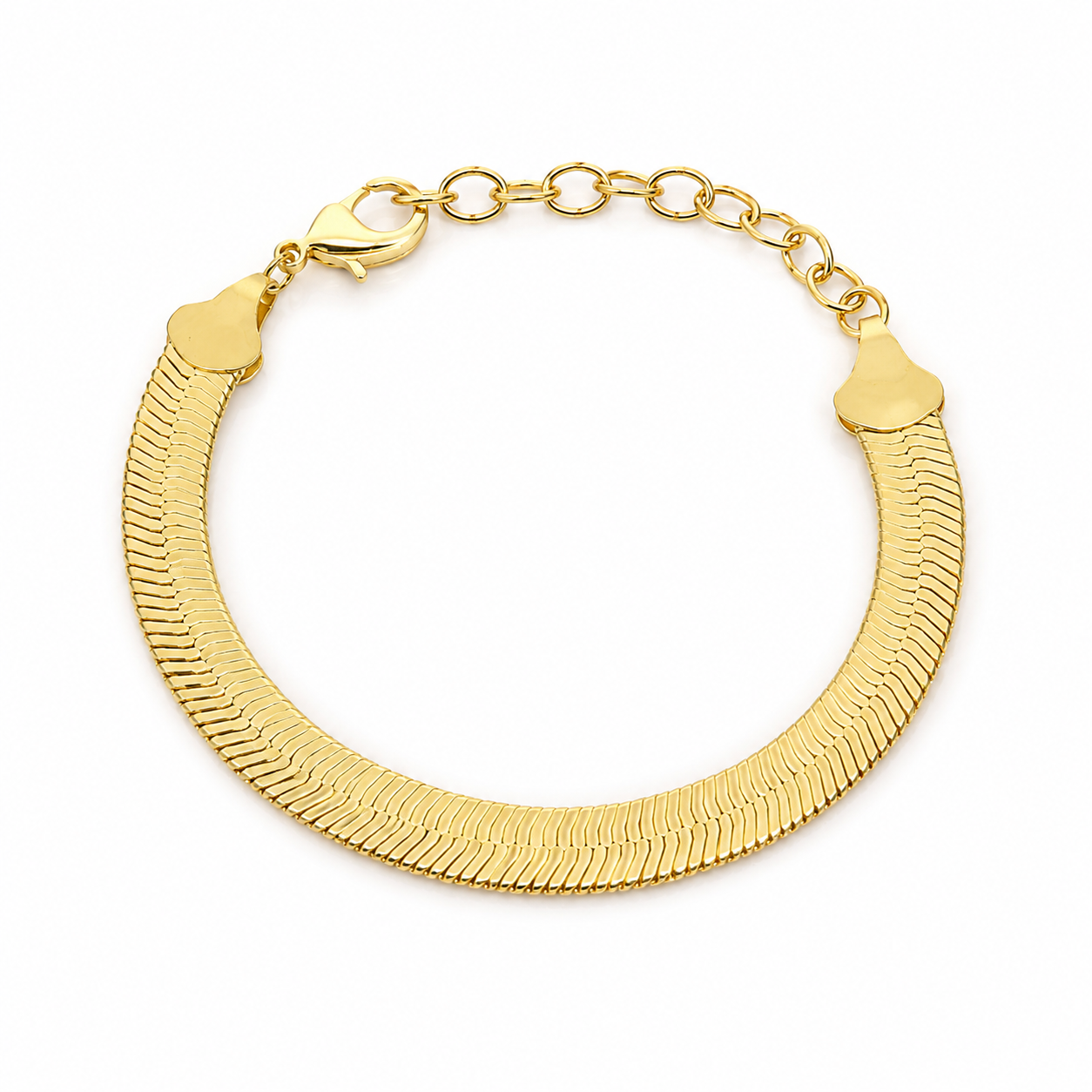 Semijoia Pulseira Laminada 21cm Banho Ouro 18K