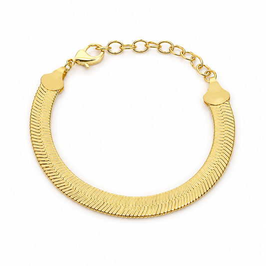 Semijoia Pulseira Laminada 21cm Banho Ouro 18K