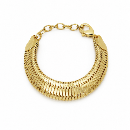 Semijoia Pulseira Rede Achatada 40cm Banho Ouro 18K