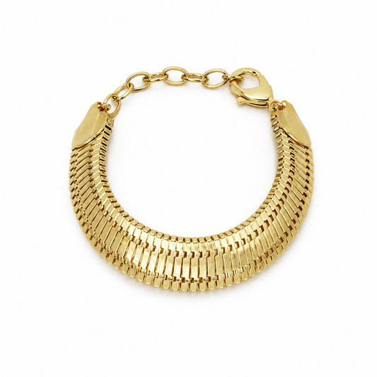 Semijoia Pulseira Rede Achatada 40cm Banho Ouro 18K