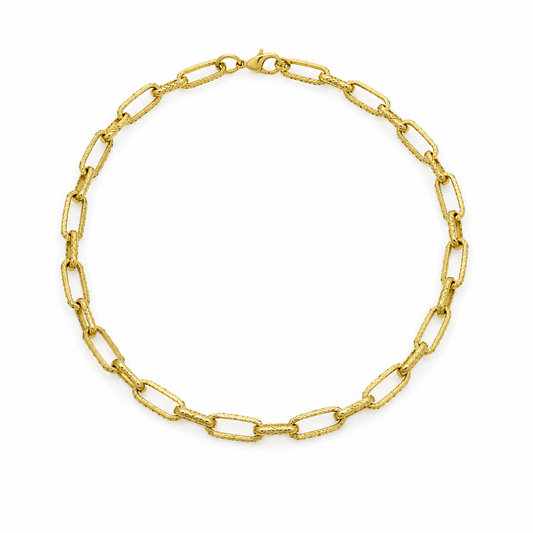 Semijoia Colar Elos Retangulares 40cm Banho Ouro 18K