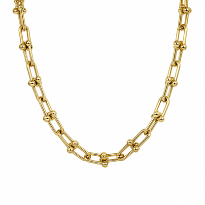 Semijoia Colar Elos Grossos 40cm Banho Ouro 18K