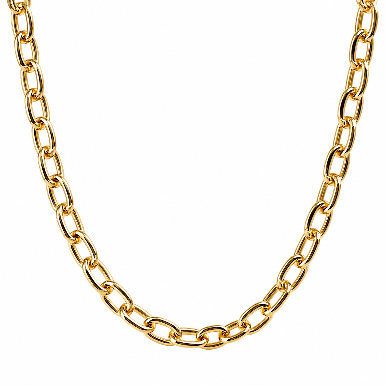 Semijoia Colar Elos Arredondados 40cm Banho Ouro 18K