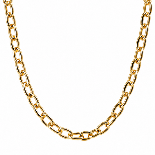 Semijoia Colar Elos Arredondados 40cm Banho Ouro 18K