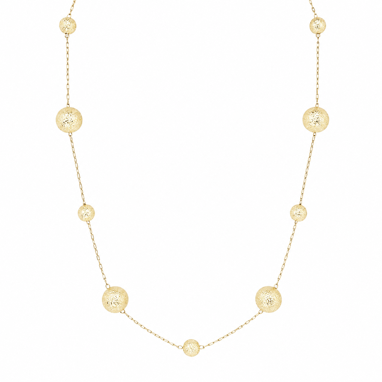 Semijoia Colar Bolas Foscas 50cm Banho Ouro 18K