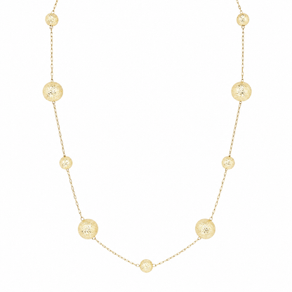 Semijoia Colar Bolas Foscas 50cm Banho Ouro 18K