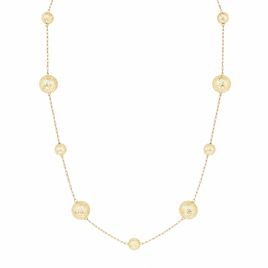 Semijoia Colar Bolas Foscas 50cm Banho Ouro 18K