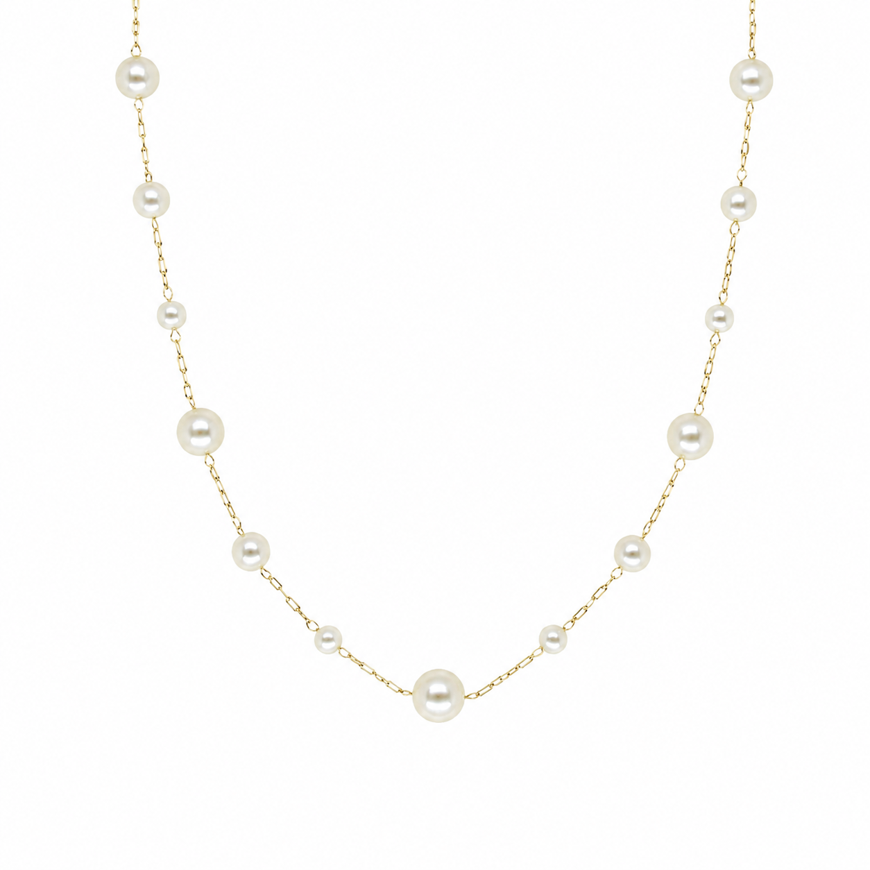 Semijoia Colar Pérolas 60cm Banho Ouro 18K