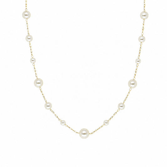Semijoia Colar Pérolas 60cm Banho Ouro 18K