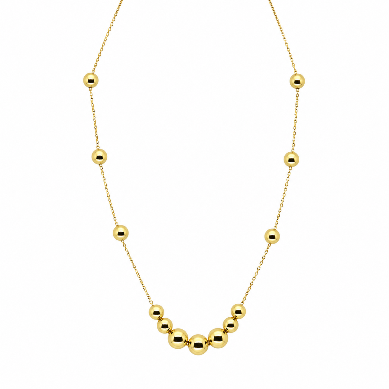 Semijoia Colar Bolas Degradê 45cm Banho Ouro 18K