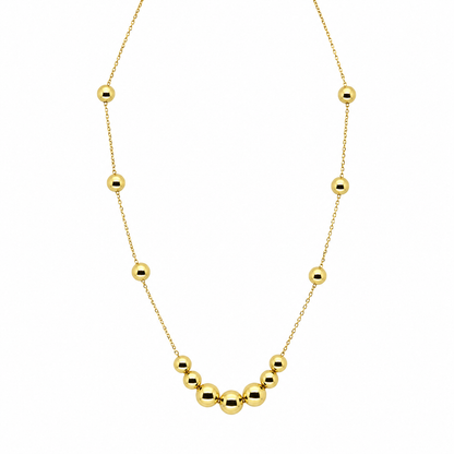 Semijoia Colar Bolas Degradê 45cm Banho Ouro 18K
