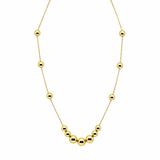 Semijoia Colar Bolas Degradê 45cm Banho Ouro 18K