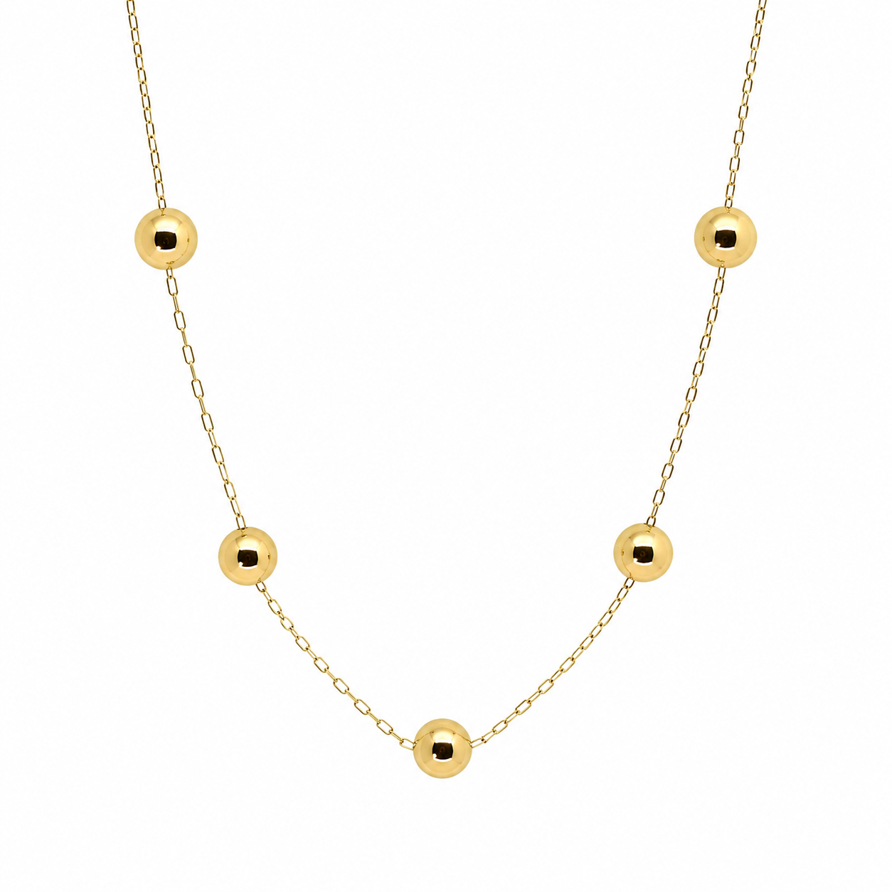 Semijoia Colar Bolas Lisas 40cm Banho Ouro 18K
