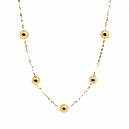 Semijoia Colar Bolas Lisas 40cm Banho Ouro 18K
