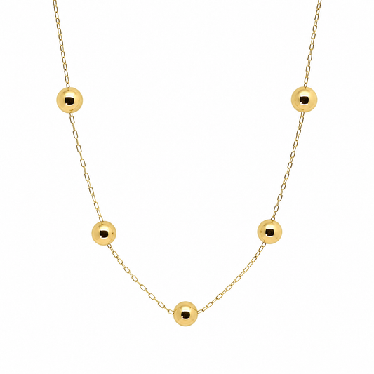 Semijoia Colar Bolas Lisas 40cm Banho Ouro 18K
