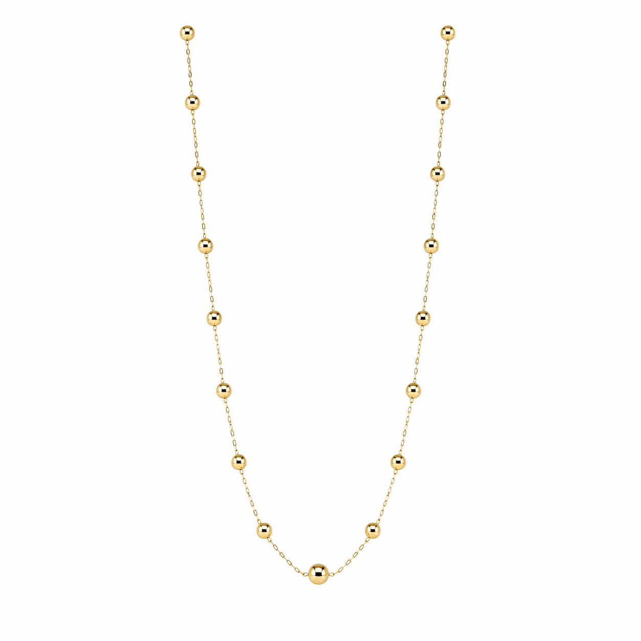 Semijoia Colar Bolas Degradê 70cm Banho Ouro 18K