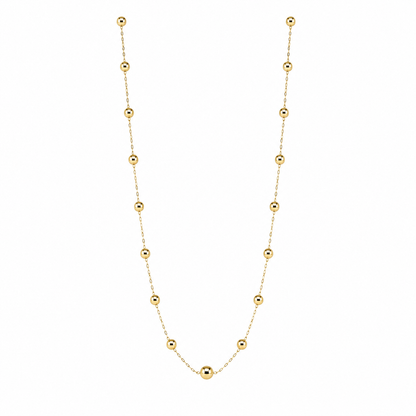Semijoia Colar Bolas Degradê 70cm Banho Ouro 18K