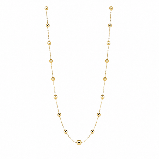 Semijoia Colar Bolas Degradê 70cm Banho Ouro 18K
