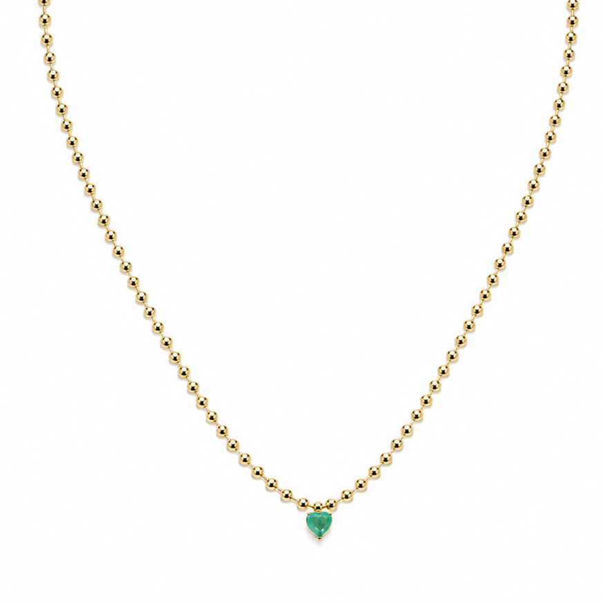 Semijoia Colar Bolinhas Coração Fusion 45cm Banho Ouro 18K