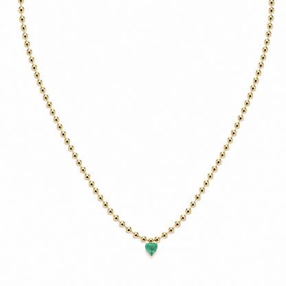 Semijoia Colar Bolinhas Coração Fusion 45cm Banho Ouro 18K