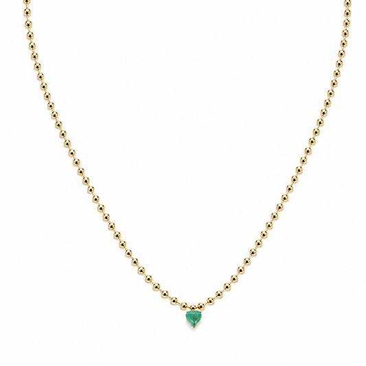 Semijoia Colar Bolinhas Coração Fusion 45cm Banho Ouro 18K