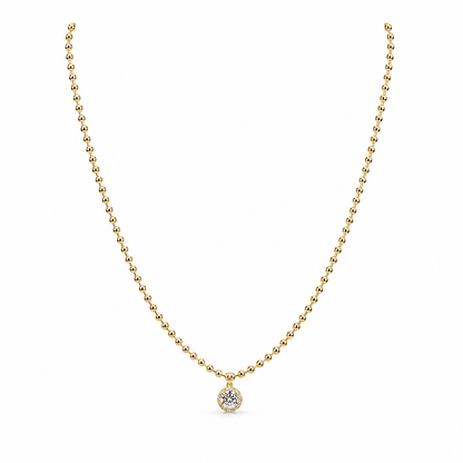Semijoia Colar Bolinhas Pingente Cravejado 45cm Banho Ouro 18K