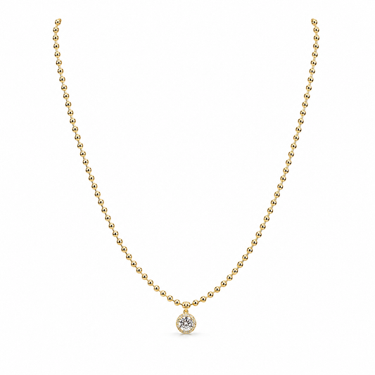 Semijoia Colar Bolinhas Pingente Cravejado 45cm Banho Ouro 18K