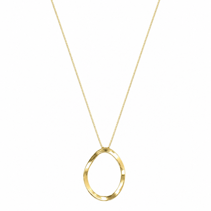 Semijoia Colar Pingente Oval 45cm Banho Ouro 18K
