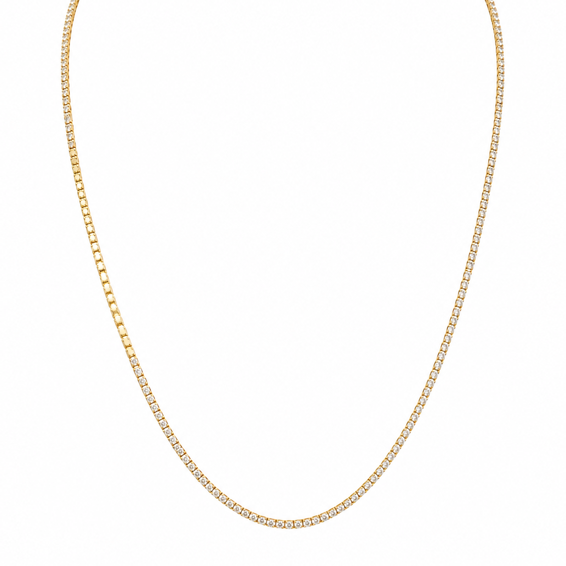 Semijoia Colar Riviera 40cm Banho Ouro 18K