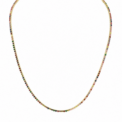 Semijoia Colar Riviera Color 40cm Banho Ouro 18K