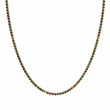 Semijoia Colar Riviera Color 50cm Banho Ouro 18K