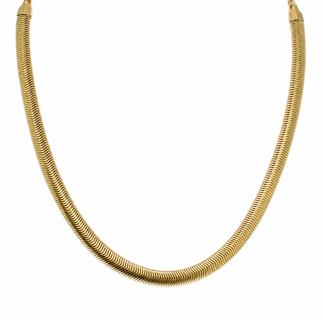 Semijoia Colar Corrente Achatada 40cm Banho Ouro 18K