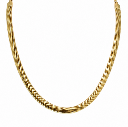 Semijoia Colar Corrente Achatada 40cm Banho Ouro 18K